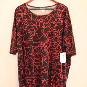 LuLaRoe Pink and Black Geometric Tunic Shirt